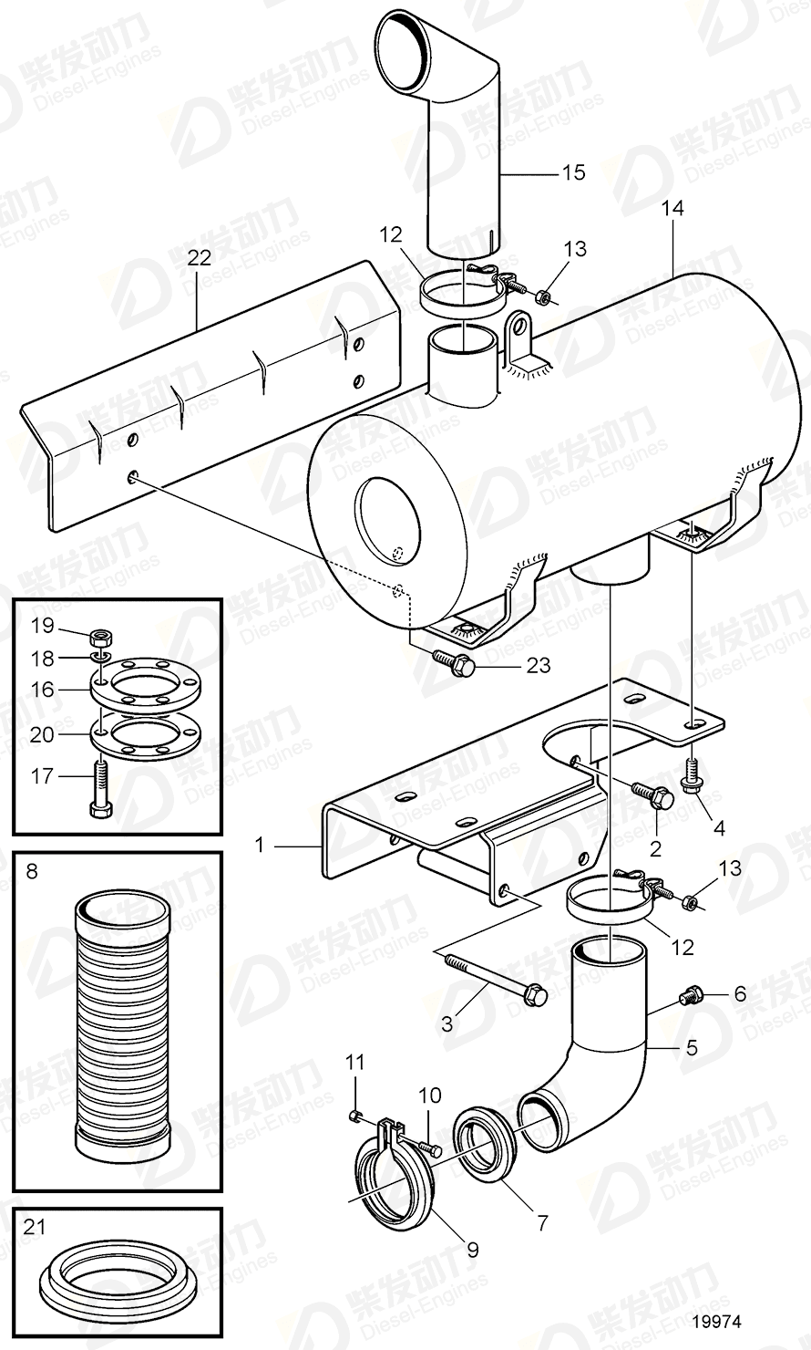 volvo penta Heat shield 3838114 Drawing